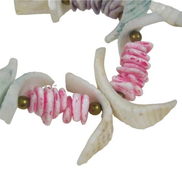 Dyed Shell Chip Beaded Necklace 17 inch Vintage 1970 1980 Strand Beach Ocean - Picture 4 of 8